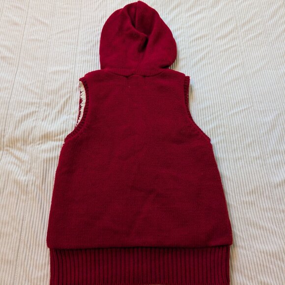 VINTAGE Aeropostale shirling lined fair isle hooded sweater vest red cream XL - Picture 8 of 9